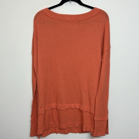 Free People North Shore Thermal Tunic Top Orange Small - Picture 3 of 6